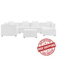 Modway EEI-4387-WHI White Saybrook Outdoor Patio Upholstered 7-Piece Sectional Sofa