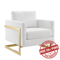 Modway EEI-4390-GLD-WHI Gold White Posse Performance Velvet Accent Chair