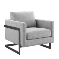 Modway EEI-4391-BLK-LGR Black Light Gray Posse Upholstered Fabric Accent Chair
