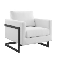Modway EEI-4391-BLK-WHI Black White Posse Upholstered Fabric Accent Chair