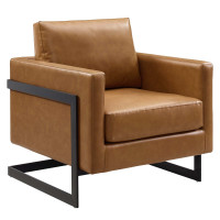 Modway EEI-4392-BLK-TAN Black Tan Posse Vegan Leather Accent Chair