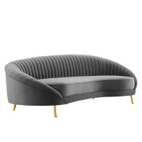 Modway EEI-4405-GRY Gray Camber Channel Tufted Performance Velvet Sofa
