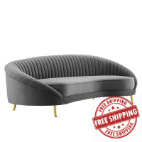 Modway EEI-4405-GRY Gray Camber Channel Tufted Performance Velvet Sofa