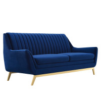 Modway EEI-4407-NAV Navy Winsome Channel Tufted Performance Velvet Sofa