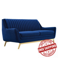 Modway EEI-4407-NAV Navy Winsome Channel Tufted Performance Velvet Sofa