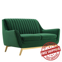 Modway EEI-4408-EME Emerald Winsome Channel Tufted Performance Velvet Loveseat