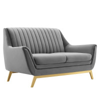 Modway EEI-4408-GRY Gray Winsome Channel Tufted Performance Velvet Loveseat