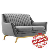 Modway EEI-4408-GRY Gray Winsome Channel Tufted Performance Velvet Loveseat