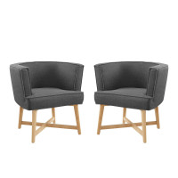 Modway EEI-4424-GRY Gray Anders Accent Chair Upholstered Fabric Set of 2