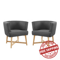 Modway EEI-4424-GRY Gray Anders Accent Chair Upholstered Fabric Set of 2
