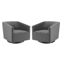Modway EEI-4427-GRY Gray Twist Swivel Chair Performance Velvet Set of 2