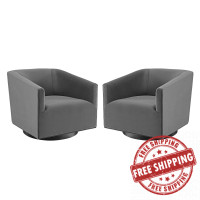 Modway EEI-4427-GRY Gray Twist Swivel Chair Performance Velvet Set of 2