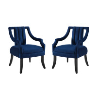 Modway EEI-4429-NAV Navy Harken Accent Chair Performance Velvet Set of 2