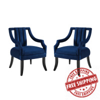 Modway EEI-4429-NAV Navy Harken Accent Chair Performance Velvet Set of 2