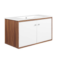 Modway EEI-4434-WAL-WHI Walnut White Transmit 36