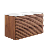 Modway EEI-4436-WAL-WHI Walnut White Render 36