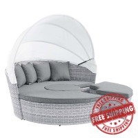 Modway EEI-4442-LGR-GRY Scottsdale Canopy Outdoor Patio Daybed Light Gray Gray
