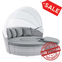 Modway EEI-4442-LGR-GRY Scottsdale Canopy Outdoor Patio Daybed Light Gray Gray