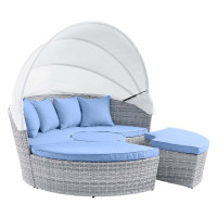 Modway EEI-4442-LGR-LBU Scottsdale Canopy Outdoor Patio Daybed Light Gray Light Blue