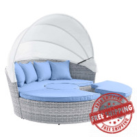 Modway EEI-4442-LGR-LBU Scottsdale Canopy Outdoor Patio Daybed Light Gray Light Blue