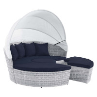 Modway EEI-4442-LGR-NAV Scottsdale Canopy Outdoor Patio Daybed Light Gray Navy