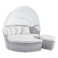 Modway EEI-4442-LGR-WHI Scottsdale Canopy Outdoor Patio Daybed Light Gray White