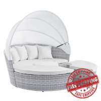 Modway EEI-4442-LGR-WHI Scottsdale Canopy Outdoor Patio Daybed Light Gray White