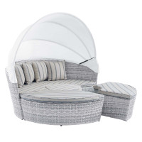 Modway EEI-4443-LGR-PEB Scottsdale Canopy Sunbrella® Outdoor Patio Daybed Light Gray Pebble