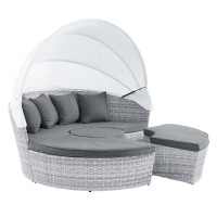 Modway EEI-4443-LGR-SLA Scottsdale Canopy Sunbrella® Outdoor Patio Daybed Light Gray Gray