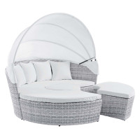 Modway EEI-4443-LGR-WHI Scottsdale Canopy Sunbrella® Outdoor Patio Daybed Light Gray White