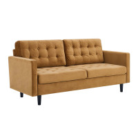 Modway EEI-4444-COG Exalt Tufted Performance Velvet Sofa Cognac