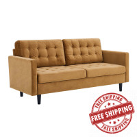 Modway EEI-4444-COG Exalt Tufted Performance Velvet Sofa Cognac