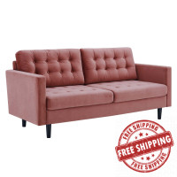 Modway EEI-4444-DUS Exalt Tufted Performance Velvet Sofa Dusty Rose