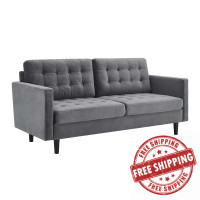 Modway EEI-4444-GRY Exalt Tufted Performance Velvet Sofa Gray