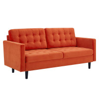 Modway EEI-4444-ORA Exalt Tufted Performance Velvet Sofa Orange
