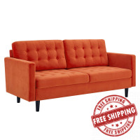 Modway EEI-4444-ORA Exalt Tufted Performance Velvet Sofa Orange