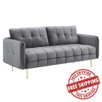 Modway EEI-4450-GRY Gray Cameron Tufted Performance Velvet Sofa