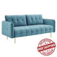 Modway EEI-4450-SEA Sea Blue Cameron Tufted Performance Velvet Sofa