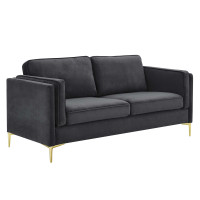 Modway EEI-4453-CHA Charcoal Kaiya Performance Velvet Sofa