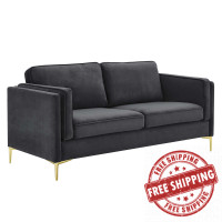 Modway EEI-4453-CHA Charcoal Kaiya Performance Velvet Sofa