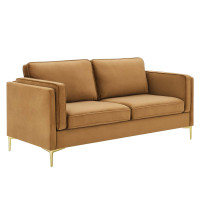 Modway EEI-4453-COG Cognac Kaiya Performance Velvet Sofa
