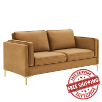 Modway EEI-4453-COG Cognac Kaiya Performance Velvet Sofa