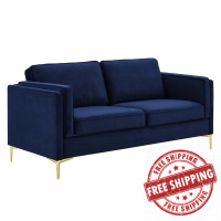 Modway EEI-4453-MID Midnight Blue Kaiya Performance Velvet Sofa