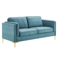 Modway EEI-4453-SEA Sea Blue Kaiya Performance Velvet Sofa