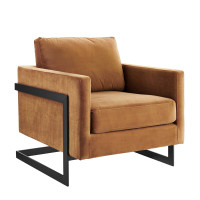 Modway EEI-4457-BLK-COG Black Cognac Posse Performance Velvet Accent Chair