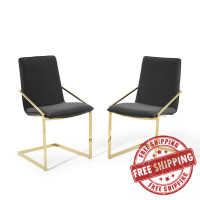 Modway EEI-4488-GLD-BLK Gold Black Pitch Dining Armchair Performance Velvet Set of 2