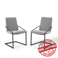 Modway EEI-4489-BLK-LGR Black Light Gray Pitch Dining Armchair Upholstered Fabric Set of 2