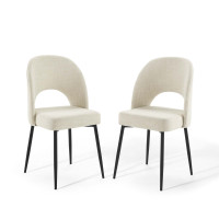 Modway EEI-4490-BLK-BEI Black Beige Rouse Dining Side Chair Upholstered Fabric Set of 2