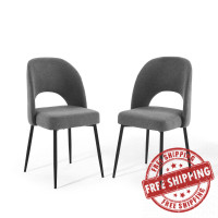 Modway EEI-4490-BLK-CHA Black Charcoal Rouse Dining Side Chair Upholstered Fabric Set of 2