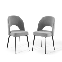 Modway EEI-4490-BLK-LGR Black Light Gray Rouse Dining Side Chair Upholstered Fabric Set of 2